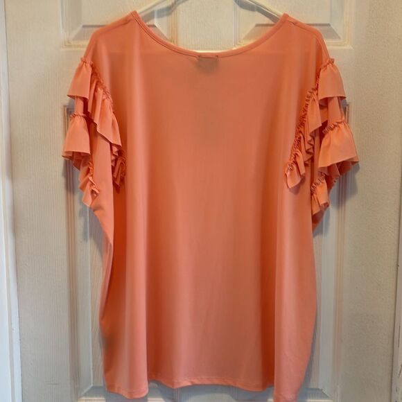 Worthington Woman peach ruffle top size XL - Picture 6 of 6